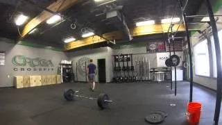 14 Min EMOM: Odd 5 Hang Power Cleans 185 lbs, Even 5 Push Press 165 lbs