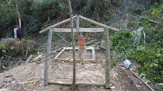 100 Days Alone Solo Bushcraft - How To Build House Wooden By Primitive Technology - LIVING OFF GRID