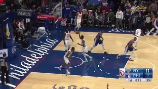 BEN SIMMONS HITS FIRST CAREER NBA THREE POINTER! | Sixers vs Knicks 11.20.19