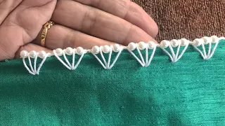 Needle Lace Embroidery - DIY Craft Idea - Simple Way To Decorate Your Dresses Pearls Edging