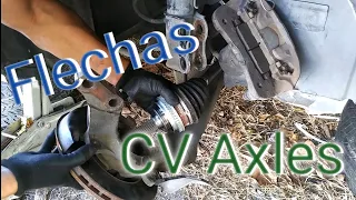 como quitar e instalar flechascv axles de un auto con traccion delantera