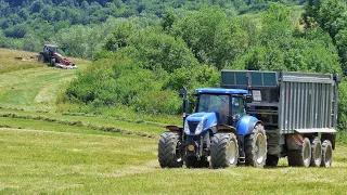 Trávne senáže v kopci Claas, New Holland , Zetor a Case IH Kosienie, hrabanie a zber trávnej senáže