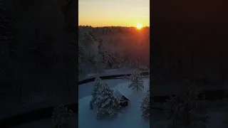 Рассвет в деревне зимний лес