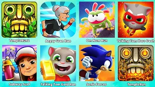 Subway Surf,Talking Tom Gold Run,TempleRun2,Angry Gran Run,Om Nom Run,Talking Tom Hero Dash,Sonic