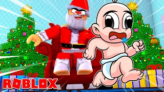 BEBE NOOB SALVA LA NAVIDAD EN ROBLOX 😱😎 BEBE NOOB Y NOOBSI ESCAPAN DE SANTA EN ROBLOX