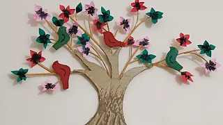 Unique Tree and Bird craft//wall Decor Home ideas//Using Cardboard