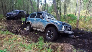 УАЗ Патриот СПАСАЕТ сломанную Ниву ИЗ ЛЕСНОГО АДА! УАЗ Хантер, Suzuki Escudo. Много мата