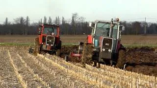 MF 1105 and 2645 plowing