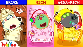 Poor Vs Rich Vs Giga Rich Kids,  How to Become The Top Spa? - Kids Pretend Play | Wolfoo Channel