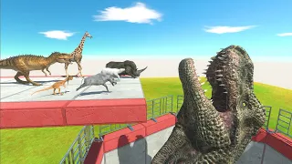 Dinosaurs and Animals Race | Who Can Jump Over T-Rex Head? - Animal Revolt Battle Simulator