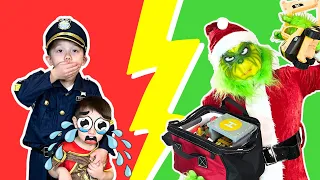 Little Police Officer VS the GRINCH! | Pretend Play with Baby King