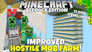 Minecraft Bedrock: Improved Hostile Mob Farm Tutorial! 11k Items/Hour! Exp And Looting! MCPE Xbox