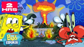 Bob Esponja | Os Maiores DESASTRES do Bob Esponja na Fenda do Biquíni 💥 | Bob Esponja em Português