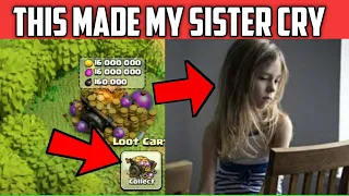 Coc Loot Cart Glitch Made My Cute Sister Cry! Clash Of Clans Glitch