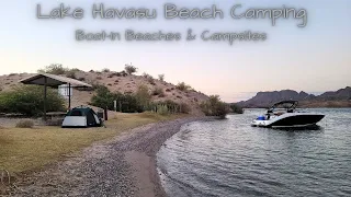 Lake Havasu BEACH CAMPING OVERNIGHT (Boat-In Beaches & Campsites) #havasu #boating #camping