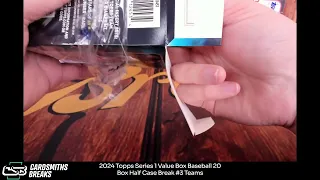 2024 Topps Series 1 Value Box Baseball 20 Box Half Case Break #3