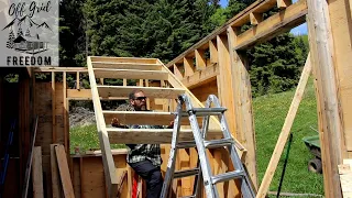 Solo Off Grid Cabin Build | Framing Walls With Rough Cut 2x6's