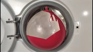 Experiment - Large Balloon with Red Paint - in a Washing Machine
