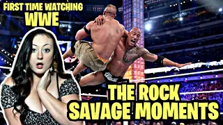 Girl Reacts to WWE THE ROCK MOST SAVAGE MOMENTS for the First Time!