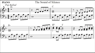THE SOUND OF SILENCE Piano Sheet Music / Chords / Look Ahead, Read Ahead format / Play Along