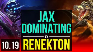 JAX vs RENEKTON (TOP) | 4 early solo kills, Dominating | KR Master | v10.19