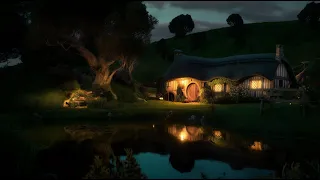 Hobbit Lake Night Ambience Calm Night in the Shire ✨ Crickets & Water Lake Sounds to Relax & Sleep