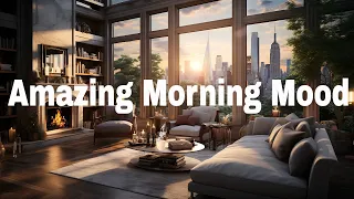 [4K] Relaxing Morning with the Amazing View in the Manhattan | Morning Jazz with a cup of Coffee