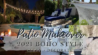 PATIO DECORATING IDEAS | 2021 SPRING BOHO STYLE PATIO MAKEOVER | OUTDOOR REFRESH | DECORATE WITH ME