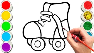 Roller Skates Drawing, Painting & Coloring For Kids and Toddlers_ Child Art