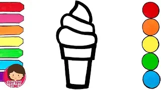 Glitter Ice Cream Cone Gift Drawing and Coloring for Kids Learning Colors for Toddlers