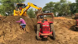 Jcb 3DX Eco Backhoe Loader Loading Field Mud | Mahindra novo 755 di 4wd and Eicher 380 | JCB Video