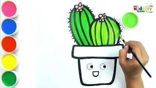 Cactus Drawing and Painting for Kids, Toddlers | How to Draw Cactus Easy | Video # 199