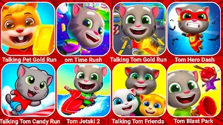 Talking Pet Gold Run, Talking Tom Time Rush, Tom Gold Run, Tom Hero Dash, Talking Tom Candy Run...