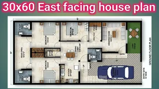 30*60 east facing house plans / 30 by 60 ka ghar ka naksha / 1800 sqft 3 bedroom house plans