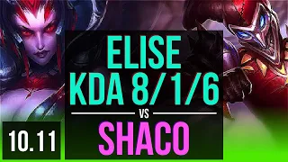 ELISE vs SHACO (JUNGLE) | KDA 8/1/6, Legendary | KR Diamond | v10.11