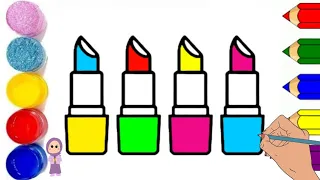 How to draw lipstick for kids | Rainbow lipsticks drawing step by step for kids @Gul-e-ZahraArt