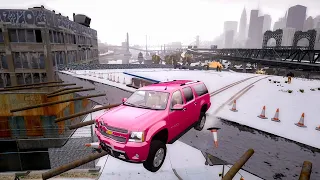 GTA 4 WINTER CRASH TEST OF REAL CARS  WINTER MOOD (WINTER CRASH TEST #63)