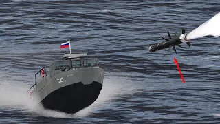 ARMA 3 Milsim: Russian Patrol Boat exploded in a ball of fire after being hit by the AT Missile