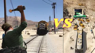 GTA V - Train Vs Tunnel Block ( Can You Stop the Train?)