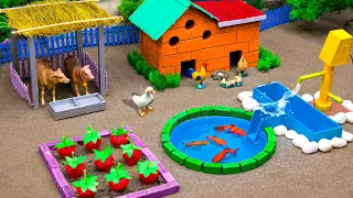 DIY Farm Diorama with animals house | cow shed - woodworking | Strawberry Garden #25 | @DiyFarm