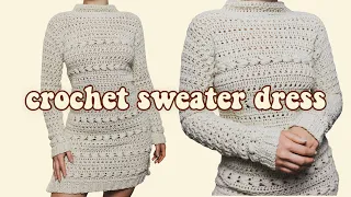 How to Crochet a Dress | Sweater Dress | Beginner friendly Tutorial anyone can do!