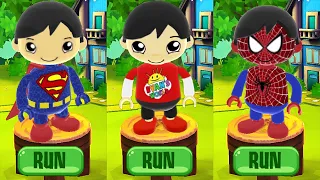 Tag with Red T-Shirt Ryan vs Spiderman vs Superman - Run Gameplay