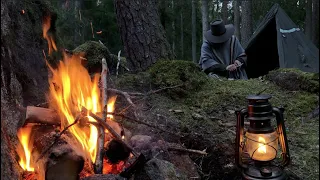 Into The Deep Woods - 3 days solo bushcraft, wild camping, off trail, canvas lavvu tent, simple food