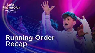 Official Running Order — Recap of Songs | Junior Eurovision 2022