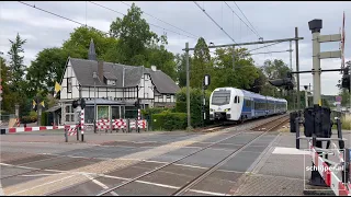 Arriva train arriving at railway station Meerssen - June 21, 2022 18:03