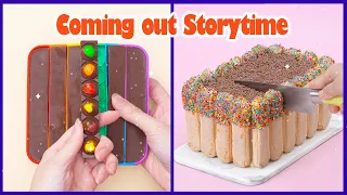 🥶 Coming out Storytime 🌈 Satisfying Chocolate Cake Decorating With Lady Finger