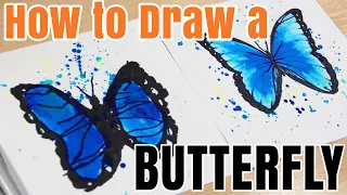 How to Draw a Butterfly Kids Watercolor Tutorial Step by Step