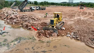 Full Project Best Fantastic Activity Clearing Lake and landfill using Dozer D68P and Dump truck 25T