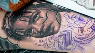 Tattoo timelapse-chicano style payasa