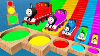 Big & Small Thomas Train vs Stairs Color vs Portal Trap - Trains vs Traffic Lights | BeamNG.Drive #7